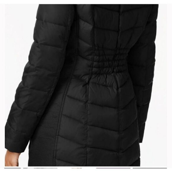 Michael Michael Kors black Down puffer foux fur trim Hooded winter coat Ps - Picture 7 of 16
